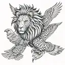 Lion, bald eagle, owl tattoo design idea