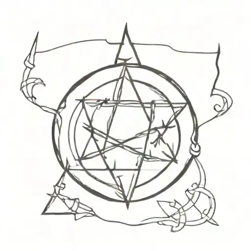 Subtle black satanic symbols tattoo design idea