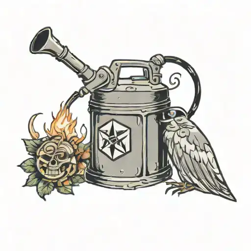 gas can with flash simbol tattoo design idea