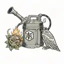 gas can with flash simbol tattoo design idea