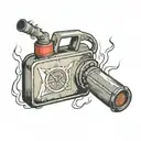 gas can with flash simbol tattoo design idea