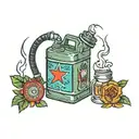gas can with flash simbol tattoo design idea