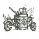 gas can with flash simbol tattoo design idea