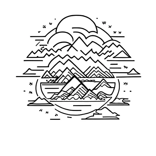 A minimalist tattoo of a mountain range formed by the lyrics of a Grateful Dead song tattoo design idea