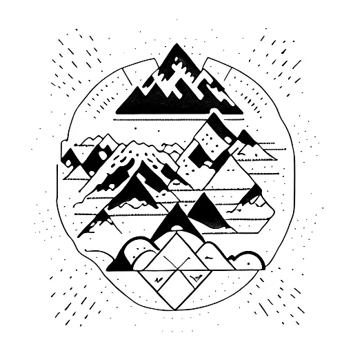A minimalist tattoo of a mountain range formed by the lyrics of a Grateful Dead song, merging the client's love for adventures and music. tattoo design idea