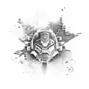 An abstract representation of the Titanfall logo, incorporating elements of Scorch tattoo design idea