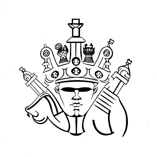 chess king with a chess queen on its shadow tattoo design idea