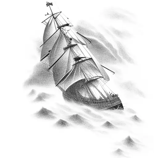 ship going through a storm tattoo design idea