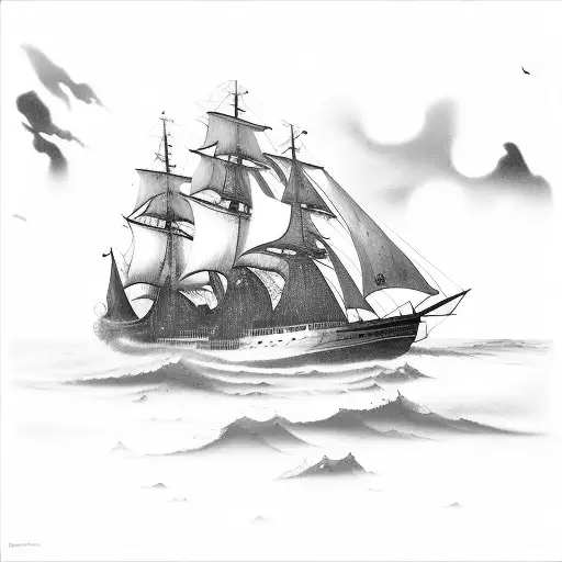 ship in storm with lightning tattoo design idea