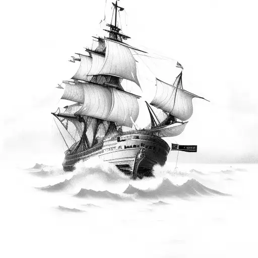 ship in storm tattoo design idea
