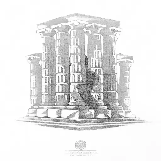 greek columns with ( koal - respect ) text written with Greek alphabet tattoo design idea