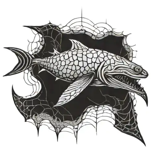 A mysterious sea creature emerging from the depths of the ocean with a Halloween twist tattoo design idea