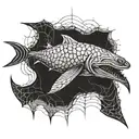 A mysterious sea creature emerging from the depths of the ocean with a Halloween twist tattoo design idea