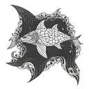 A mysterious sea creature emerging from the depths of the ocean with a Halloween twist tattoo design idea