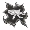 A mysterious sea creature emerging from the depths of the ocean with a Halloween twist tattoo design idea