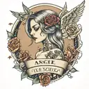 angel sin rostro, con una frase que sea dedicada para mi abuelo fallecido tattoo design idea