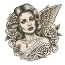 angel sin rostro, con una frase que sea dedicada para mi abuelo fallecido tattoo design idea