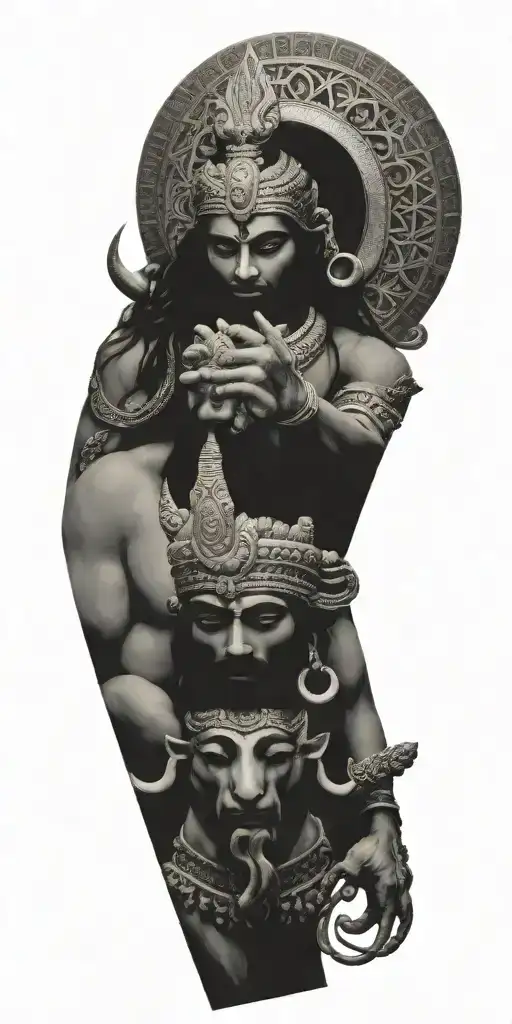 mahadev ram dhanushya ban sudarshan tattoo design idea