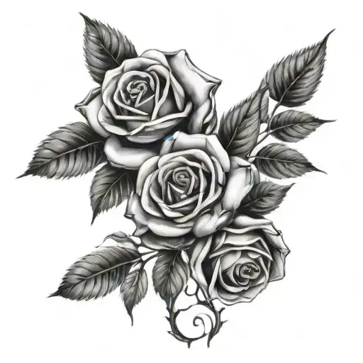 shaded roses on a vine wrapping around arm sleeve tattoo design idea