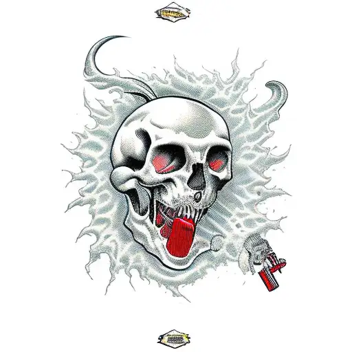 a man that eats the head of another man in hell tattoo design idea