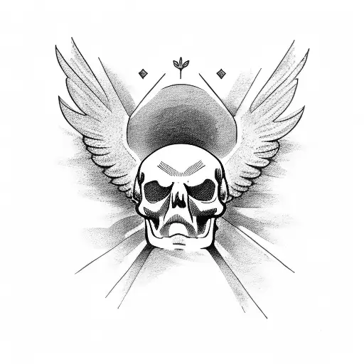 crow on top of a skull  tattoo design idea