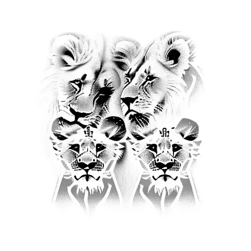 3 lion cubs with autism theme tattoo design idea
