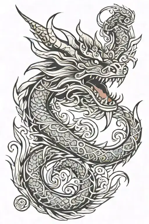 Filipino tribal dragon arm sleeve tattoo design idea