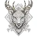 Forest blackout black symmetrical geometric  deer face tattoo design idea