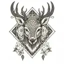 Forest blackout black symmetrical geometric  deer face tattoo design idea