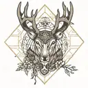 Forest blackout black symmetrical geometric  deer face tattoo design idea