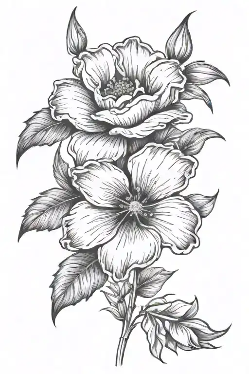 rose cosmos daisy poppy gladiolus flower tattoo design idea