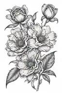 rose cosmos daisy poppy gladiolus tattoo design idea