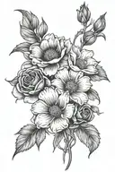 rose cosmos daisy poppy gladiolus tattoo design idea
