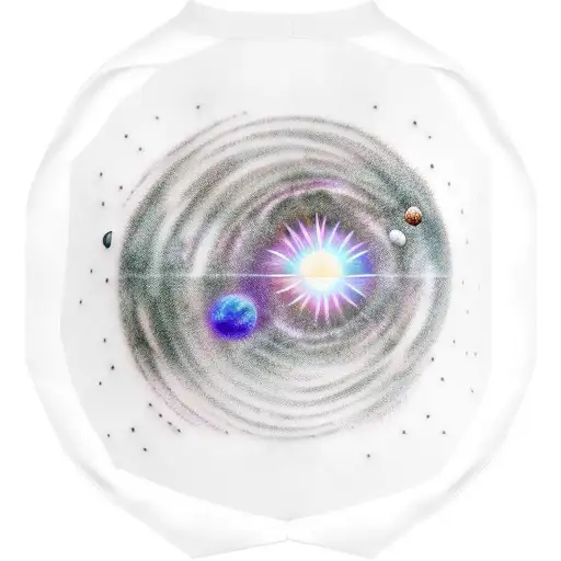 full sleeve of solar system starting with sun on shoulder. black and purples and nebulas and stars in background  tattoo design idea