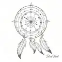 Dream catcher transforming into a clock at 11:11 tattoo design idea