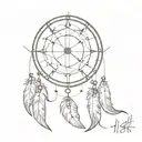 Dream catcher transforming into a clock at 11:11 tattoo design idea