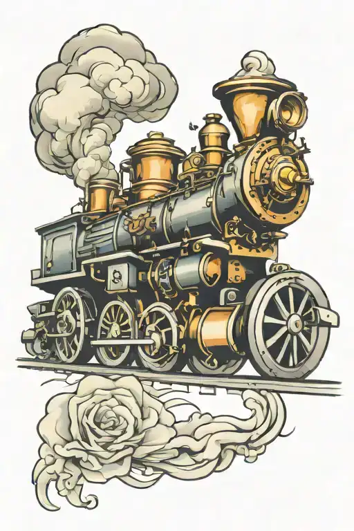 train engine tattoo design idea