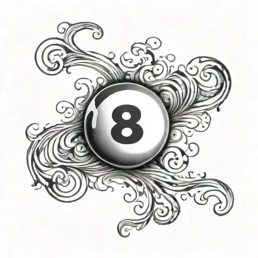 simple 8 ball with semi colon shine tattoo design idea