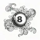 simple 8 ball with semi colon shine tattoo design idea