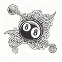 simple 8 ball with semi colon shine tattoo design idea
