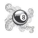 simple 8 ball with semi colon shine tattoo design idea