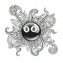 simple 8 ball with semi colon shine tattoo design idea