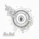 simple 8 ball with semi colon shine tattoo design idea