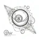 simple 8 ball with semi colon shine tattoo design idea