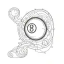 simple 8 ball with semi colon shine tattoo design idea