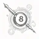 simple 8 ball with semi colon shine tattoo design idea