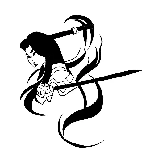 Mulan con espada tattoo design idea