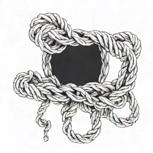 "never let them break" you arranged around a curling rope that ends in a noose tattoo design idea