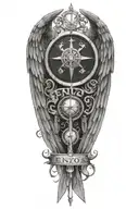 A tattoo design featuring your children's names "ENZO" and "GAIA" with wings and a compass tattoo design idea