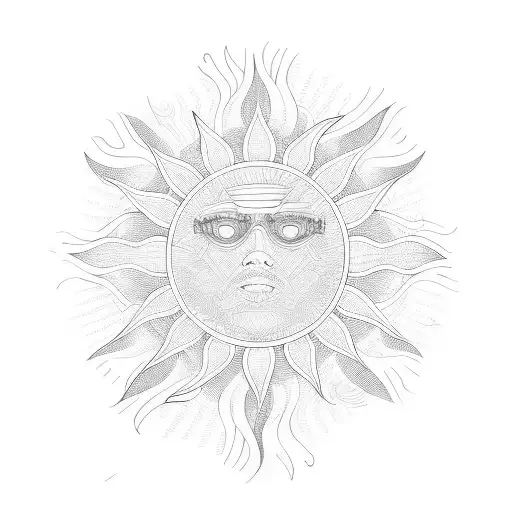 sun wave sea summer tattoo design idea
